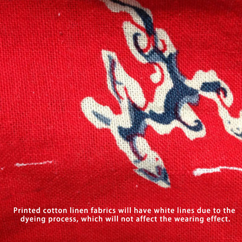 Abito midi stampato con fiori di peonia rossa Buddha Stones, abito in cotone e lino a mezza manica - image 13