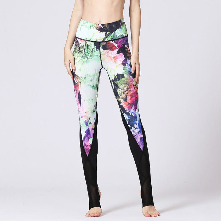 Buddha Stones Rose Peony Flower Print Design Leggings sportivi da fitness e yoga Pantaloni da yoga da donna - image 9