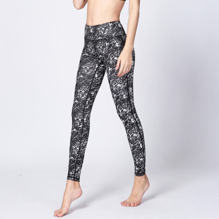 Leggings da yoga a vita alta con stampa mimetica Buddha Stones Sports Fitness Yoga Pantaloni da yoga da donna - Bianco e nero - US8-10, UK/AU12-14, EU40-42 (XL) - image 6
