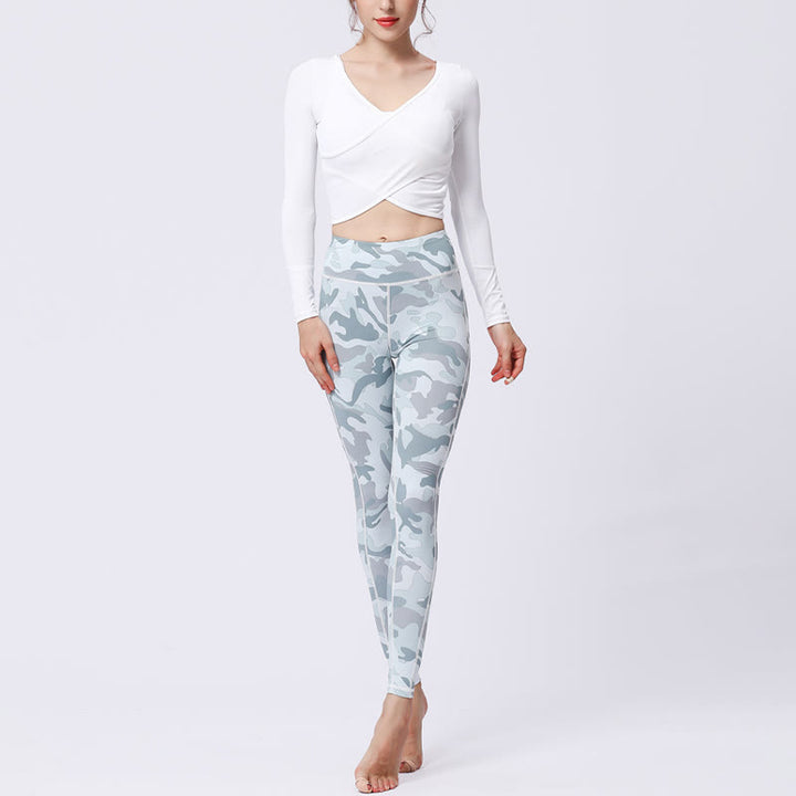 Leggings da yoga a vita alta con stampa mimetica Buddha Stones Sports Fitness Yoga Pantaloni da yoga da donna - image 14