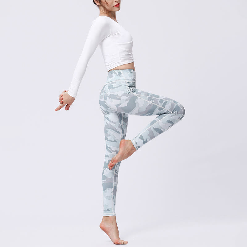 Leggings da yoga a vita alta con stampa mimetica Buddha Stones Sports Fitness Yoga Pantaloni da yoga da donna - image 15