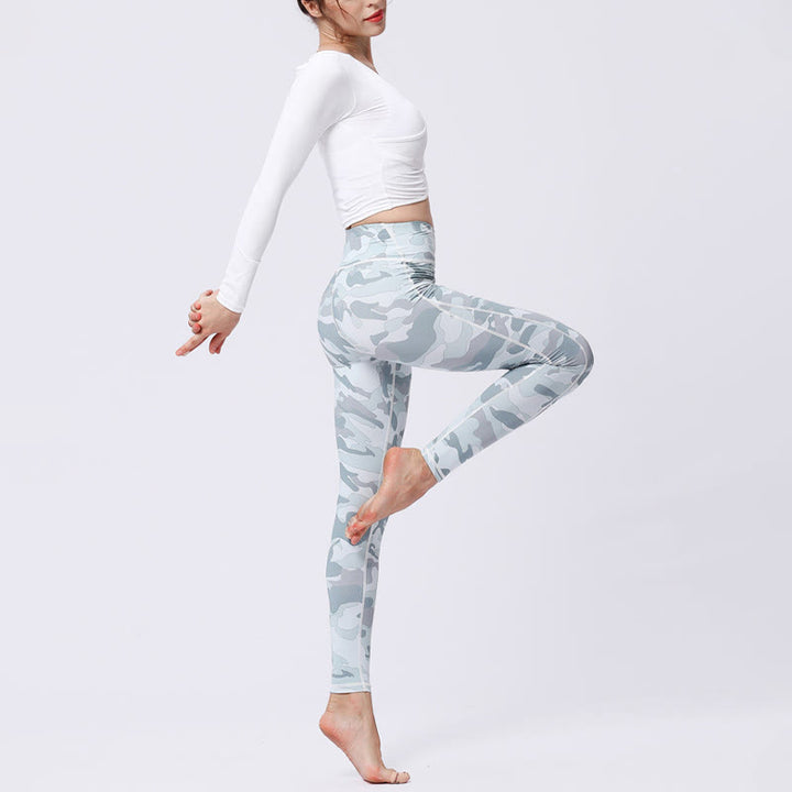 Leggings da yoga a vita alta con stampa mimetica Buddha Stones Sports Fitness Yoga Pantaloni da yoga da donna - image 15