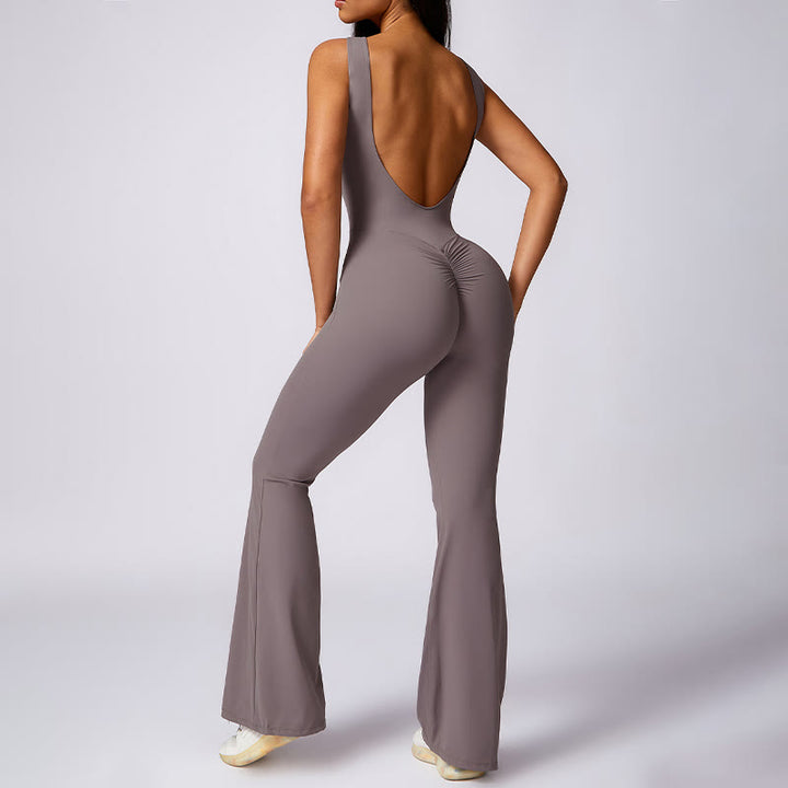Buddha Stones Donna Casual Senza Maniche Tuta Pantaloni Svasati Sport Fitness Yoga Bodysuit