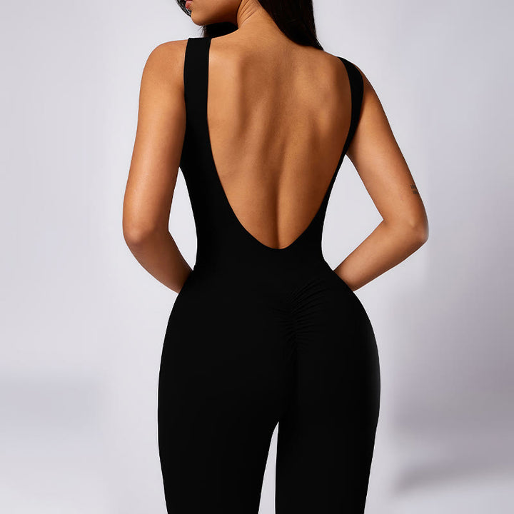 Buddha Stones Donna Casual Senza Maniche Tuta Pantaloni Svasati Sport Fitness Yoga Bodysuit