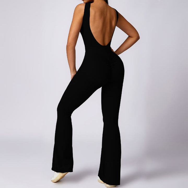 Buddha Stones Donna Casual Senza Maniche Tuta Pantaloni Svasati Sport Fitness Yoga Bodysuit