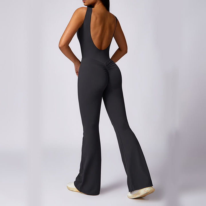 Buddha Stones Donna Casual Senza Maniche Tuta Pantaloni Svasati Sport Fitness Yoga Bodysuit - image 17