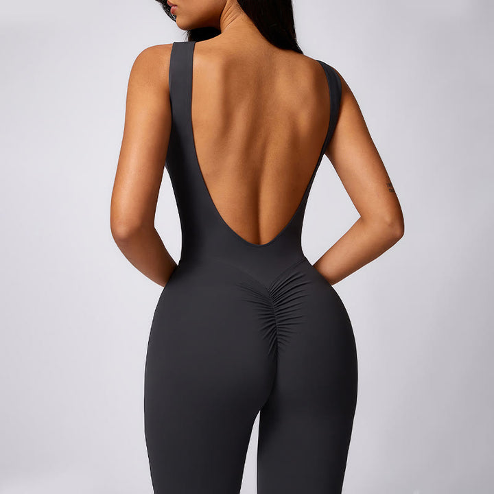 Buddha Stones Donna Casual Senza Maniche Tuta Pantaloni Svasati Sport Fitness Yoga Bodysuit