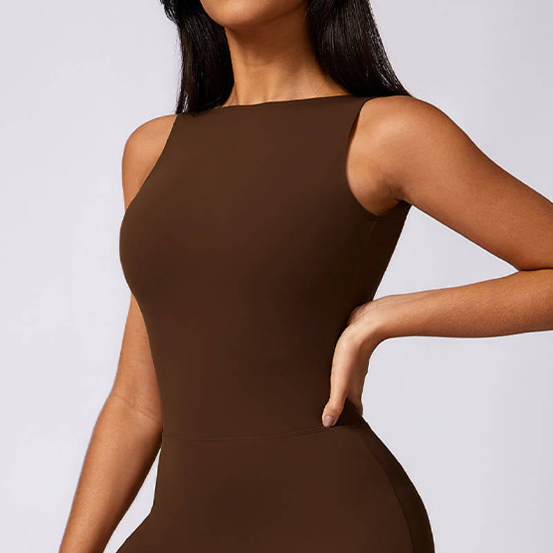 Buddha Stones Donna Casual Senza Maniche Tuta Pantaloni Svasati Sport Fitness Yoga Bodysuit - image 24