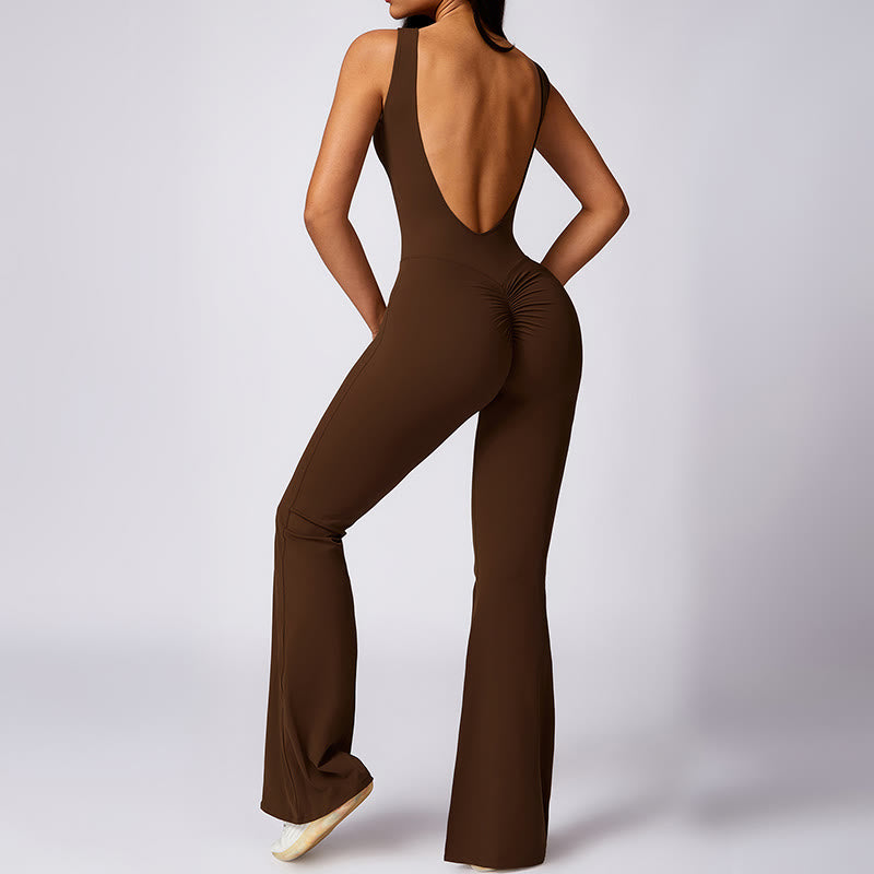 Buddha Stones Donna Casual Senza Maniche Tuta Pantaloni Svasati Sport Fitness Yoga Bodysuit - image 23