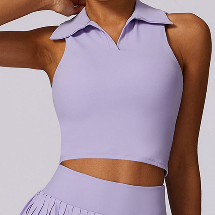 Canotta corta con colletto polo Buddha Stones , gonne da tennis, pantaloncini plissettati con tasca, abbigliamento sportivo per yoga