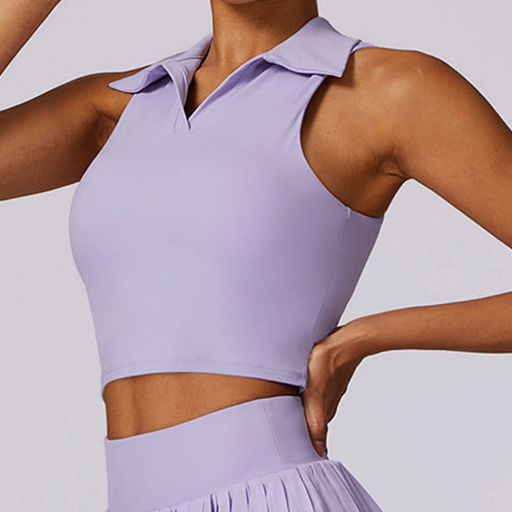 Canotta corta con colletto polo Buddha Stones , gonne da tennis, pantaloncini plissettati con tasca, abbigliamento sportivo per yoga