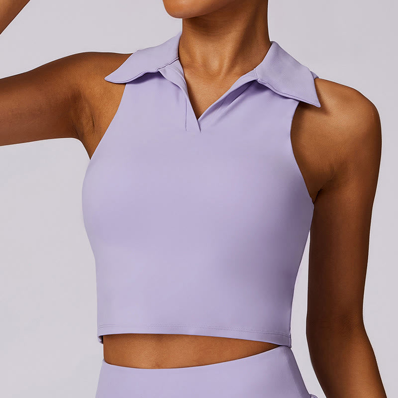 Canotta corta con colletto polo Buddha Stones , gonne da tennis, pantaloncini plissettati con tasca, abbigliamento sportivo per yoga - image 1