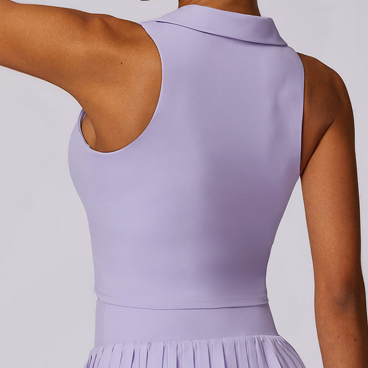 Canotta corta con colletto polo Buddha Stones , gonne da tennis, pantaloncini plissettati con tasca, abbigliamento sportivo per yoga - image 5