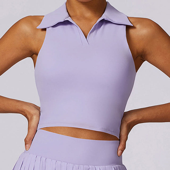 Canotta corta con colletto polo Buddha Stones , gonne da tennis, pantaloncini plissettati con tasca, abbigliamento sportivo per yoga - image 7