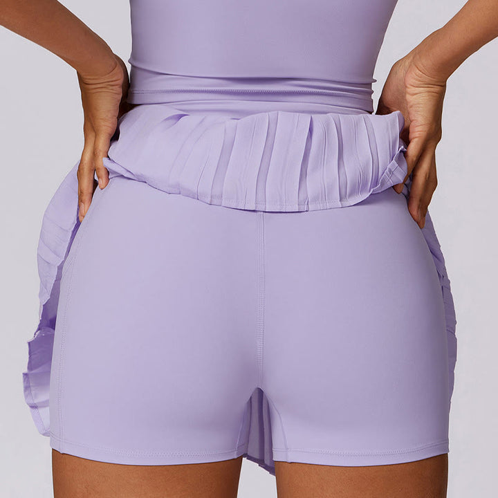 Canotta corta con colletto polo Buddha Stones , gonne da tennis, pantaloncini plissettati con tasca, abbigliamento sportivo per yoga