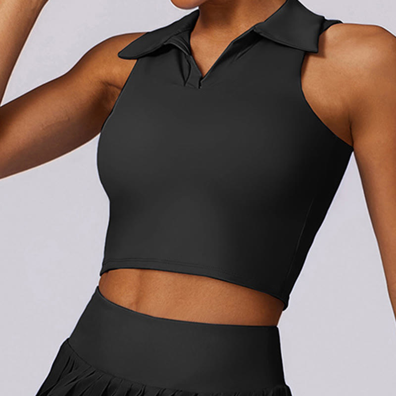 Canotta corta con colletto polo Buddha Stones , gonne da tennis, pantaloncini plissettati con tasca, abbigliamento sportivo per yoga