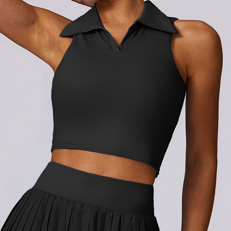 Canotta corta con colletto polo Buddha Stones , gonne da tennis, pantaloncini plissettati con tasca, abbigliamento sportivo per yoga - image 14