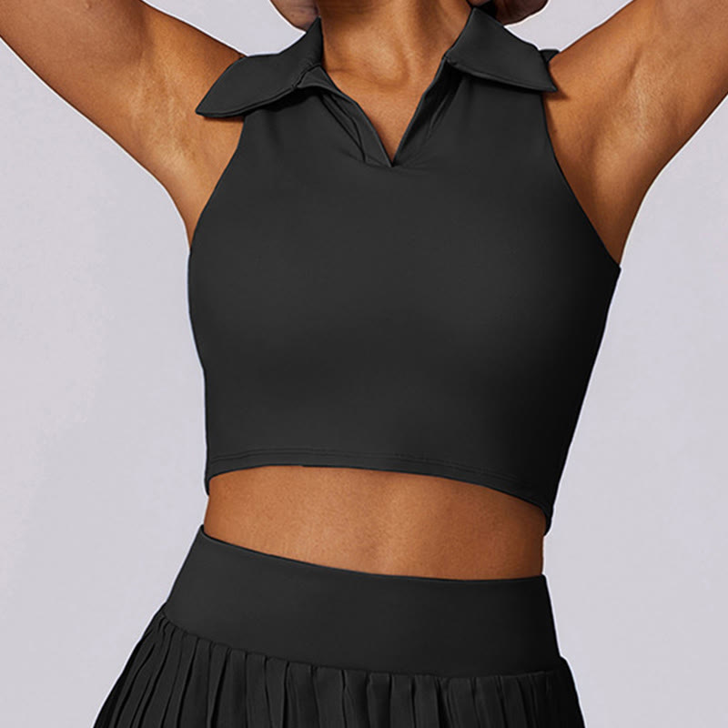 Canotta corta con colletto polo Buddha Stones , gonne da tennis, pantaloncini plissettati con tasca, abbigliamento sportivo per yoga