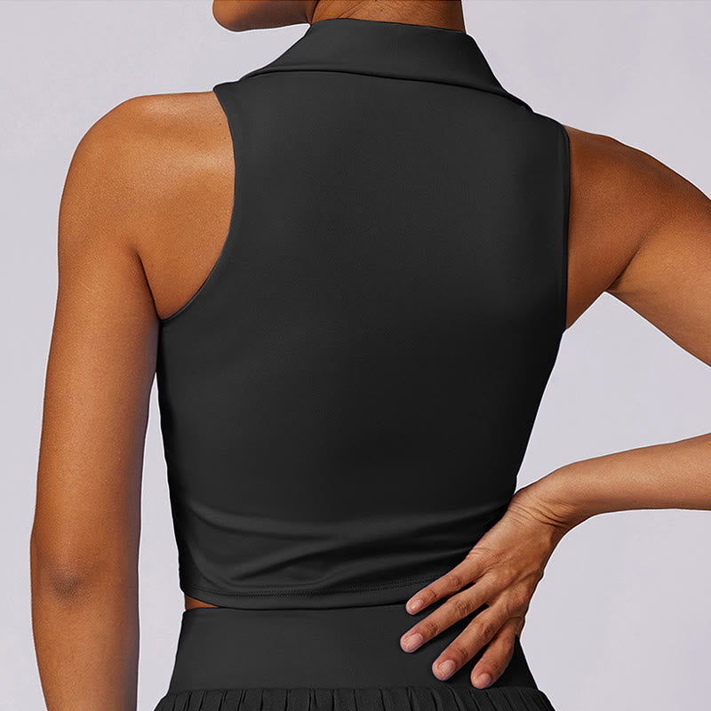 Canotta corta con colletto polo Buddha Stones , gonne da tennis, pantaloncini plissettati con tasca, abbigliamento sportivo per yoga - image 15