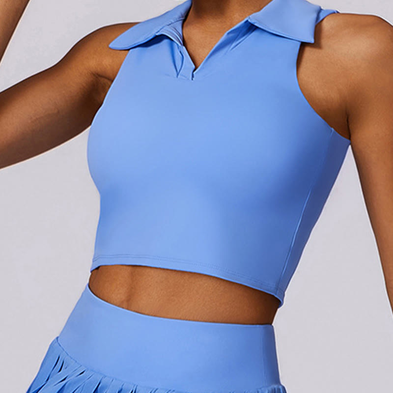 Canotta corta con colletto polo Buddha Stones , gonne da tennis, pantaloncini plissettati con tasca, abbigliamento sportivo per yoga