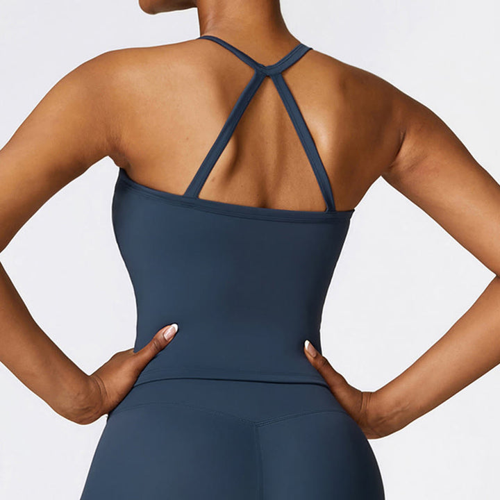 Canotta corta tinta unita Buddha Stones , pantaloncini a vita alta, abbigliamento sportivo per palestra e yoga - image 3