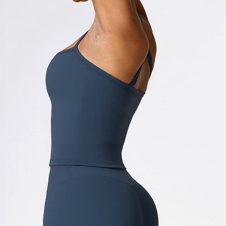 Canotta corta tinta unita Buddha Stones , pantaloncini a vita alta, abbigliamento sportivo per palestra e yoga - image 4