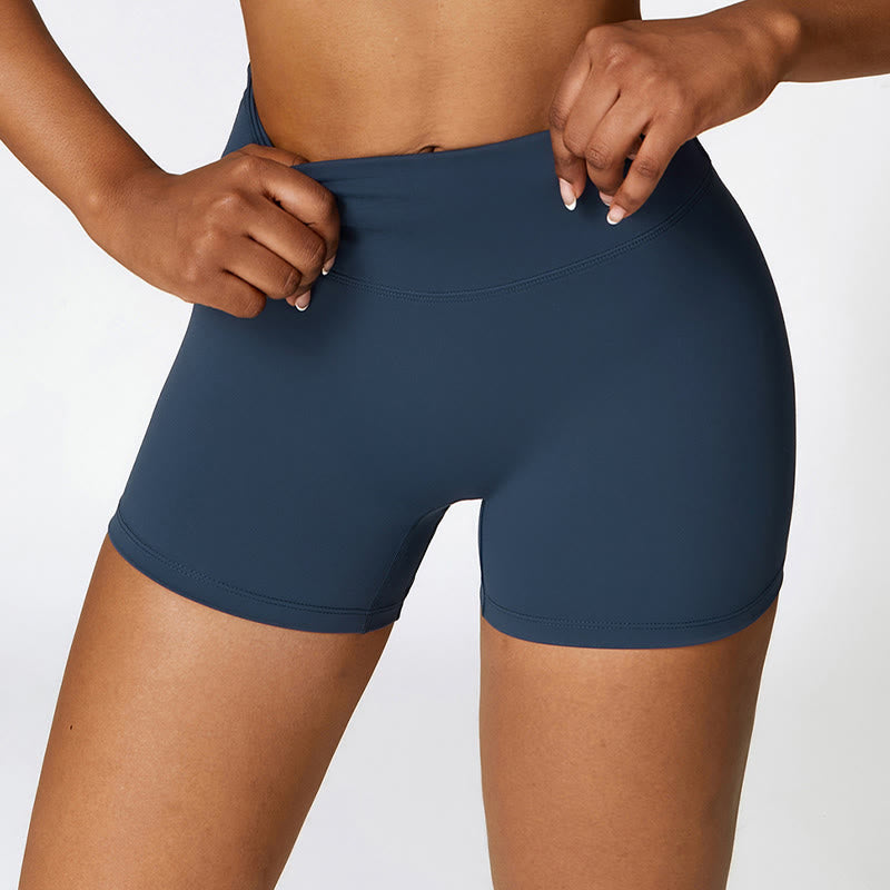 Canotta corta tinta unita Buddha Stones , pantaloncini a vita alta, abbigliamento sportivo per palestra e yoga - Blu scuro - Pantaloncini - US8-10, UK/AU12-14, EU40-42 (XL) - image 7