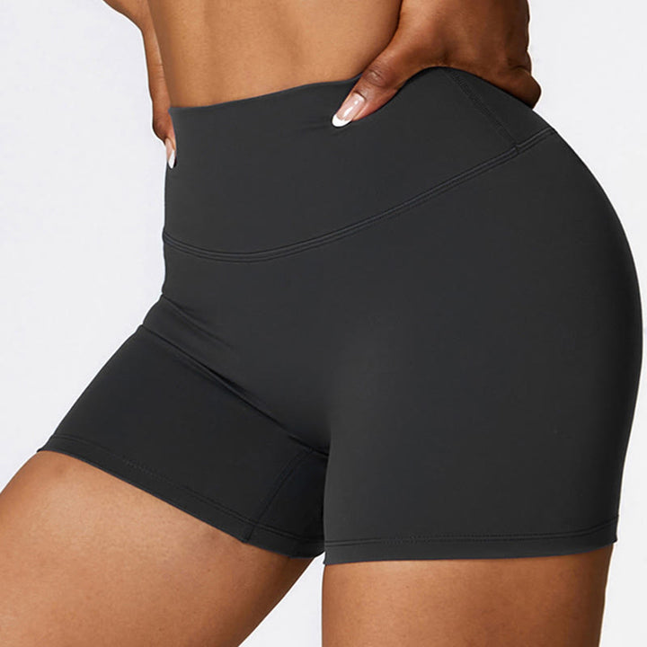 Canotta corta tinta unita Buddha Stones , pantaloncini a vita alta, abbigliamento sportivo per palestra e yoga