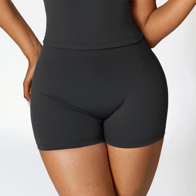 Canotta corta tinta unita Buddha Stones , pantaloncini a vita alta, abbigliamento sportivo per palestra e yoga - image 23