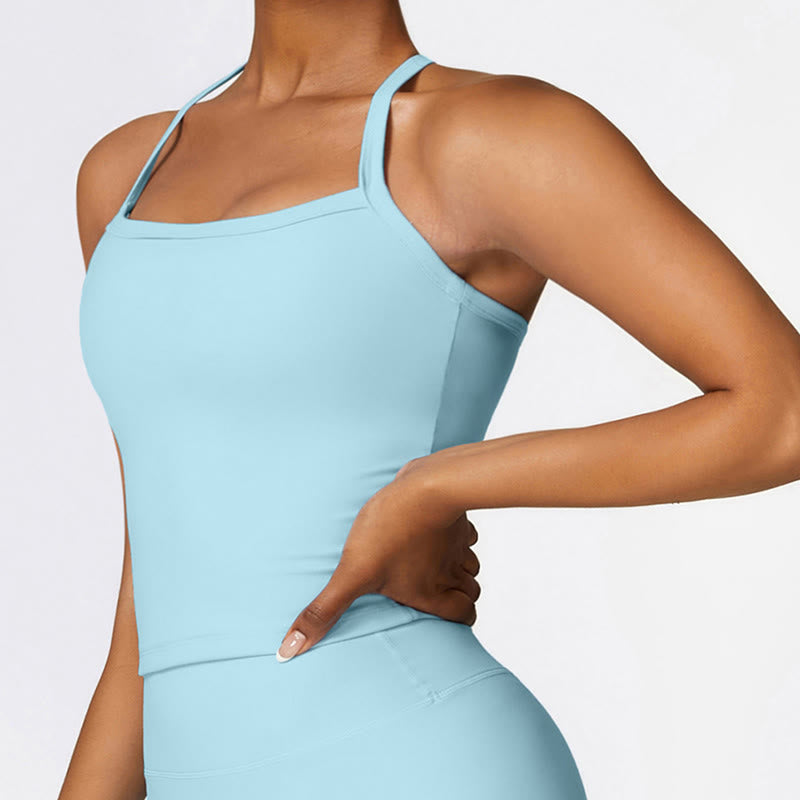 Canotta corta tinta unita Buddha Stones , pantaloncini a vita alta, abbigliamento sportivo per palestra e yoga - image 39