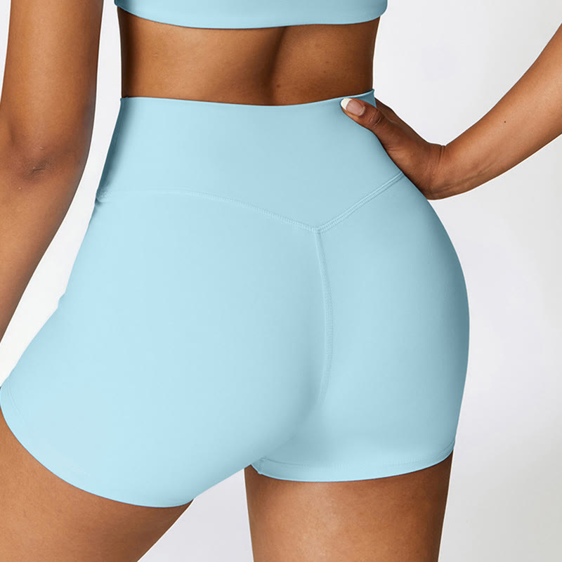 Canotta corta tinta unita Buddha Stones , pantaloncini a vita alta, abbigliamento sportivo per palestra e yoga
