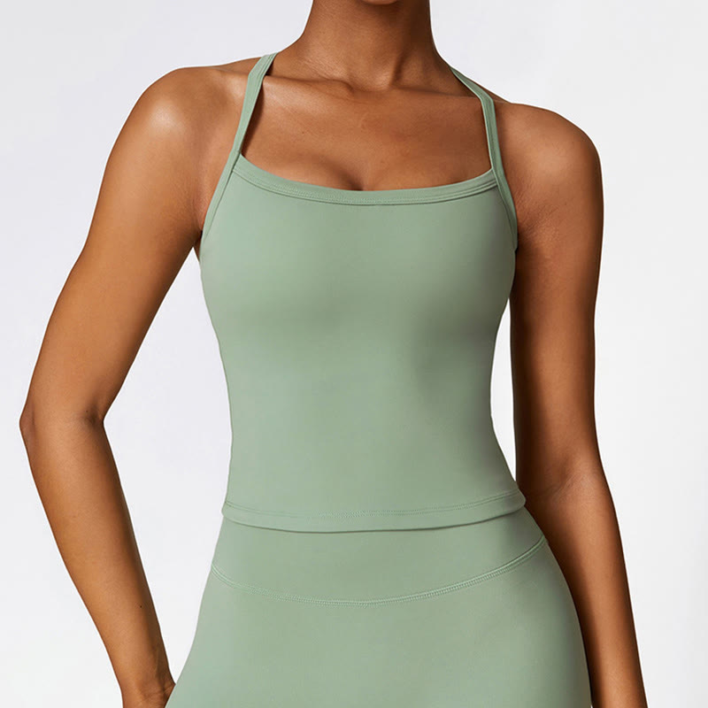 Canotta corta tinta unita Buddha Stones , pantaloncini a vita alta, abbigliamento sportivo per palestra e yoga - image 55
