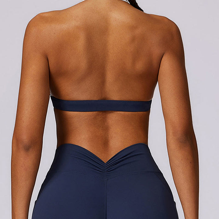 Buddha Stones reggiseno con scollo all'americana tinta unita, manica lunga, canotta corta, pantaloni, sport, fitness, palestra, yoga, outfit