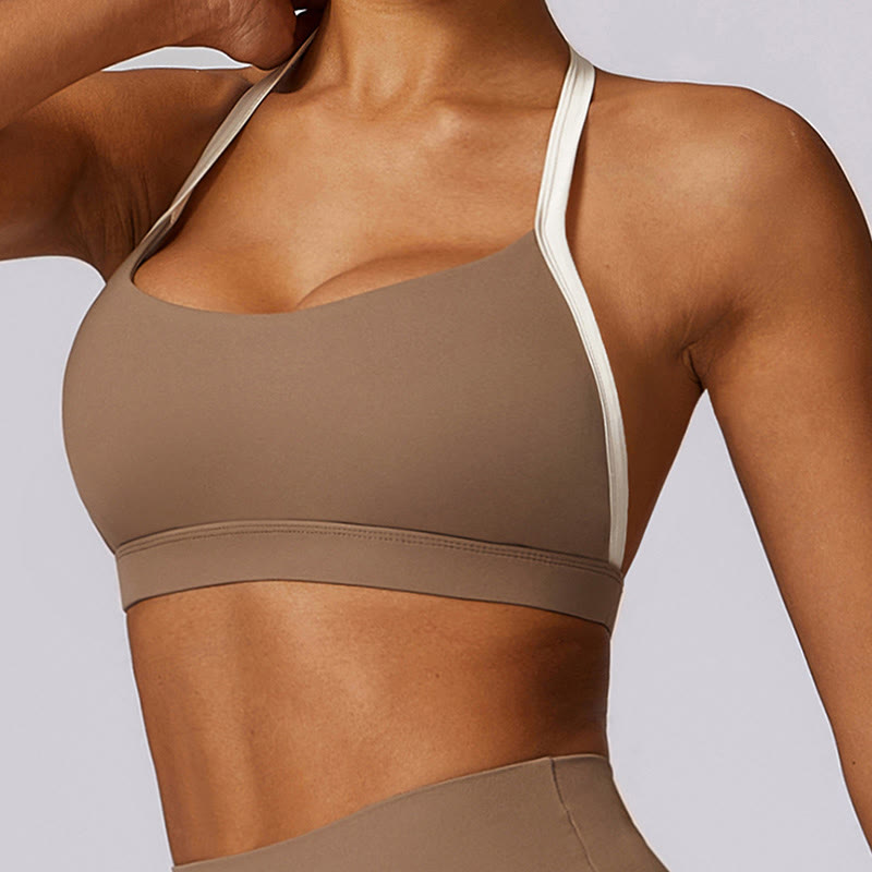 Buddha Stones reggiseno con scollo all'americana tinta unita, manica lunga, canotta corta, pantaloni, sport, fitness, palestra, yoga, outfit