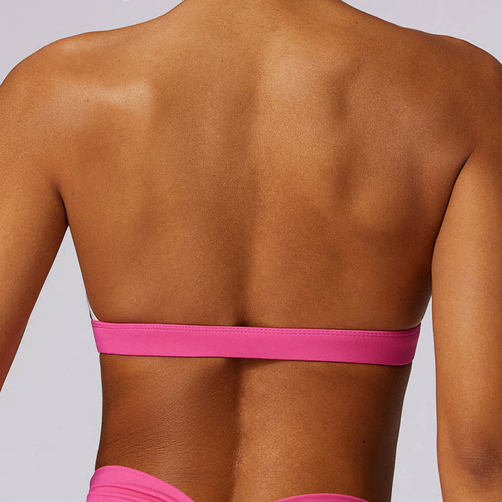 Buddha Stones reggiseno con scollo all'americana tinta unita, manica lunga, canotta corta, pantaloni, sport, fitness, palestra, yoga, outfit
