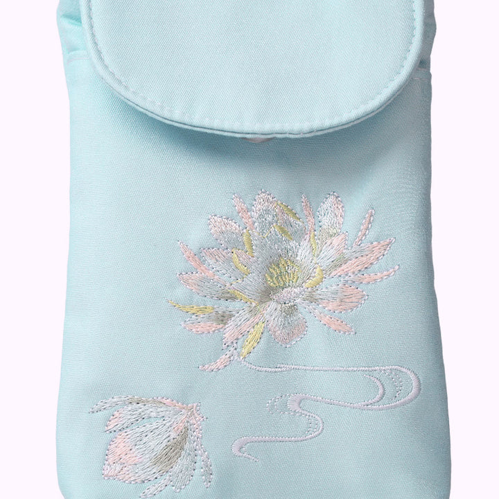 Borsa a tracolla con piccoli fiori ricamati Buddha Stones, borsa a tracolla, borsa per cellulare a doppio strato