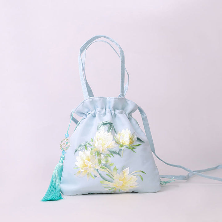 Buddha Stones Suzhou Ricamo Loto Cervo Epiphyllum Peonia Coniglio Cotone Lino Tote Borsa A Tracolla Borsa A Tracolla Borsa A Mano