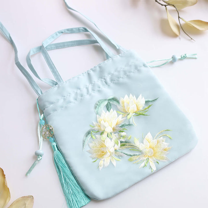 Buddha Stones Suzhou Ricamo Loto Cervo Epiphyllum Peonia Coniglio Cotone Lino Tote Borsa A Tracolla Borsa A Tracolla Borsa A Mano