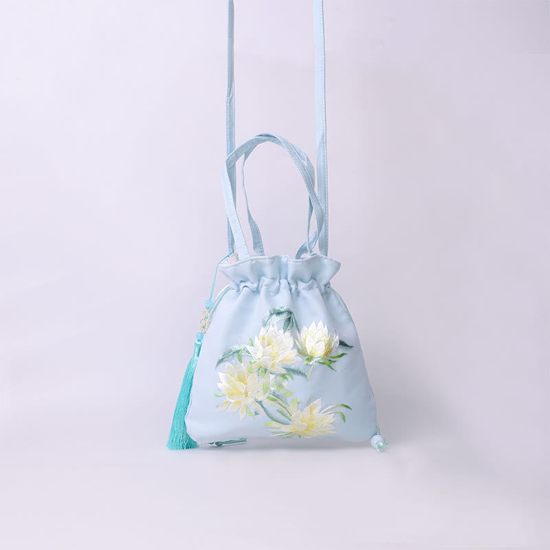 Buddha Stones Suzhou Ricamo Loto Cervo Epiphyllum Peonia Coniglio Cotone Lino Tote Borsa A Tracolla Borsa A Tracolla Borsa A Mano