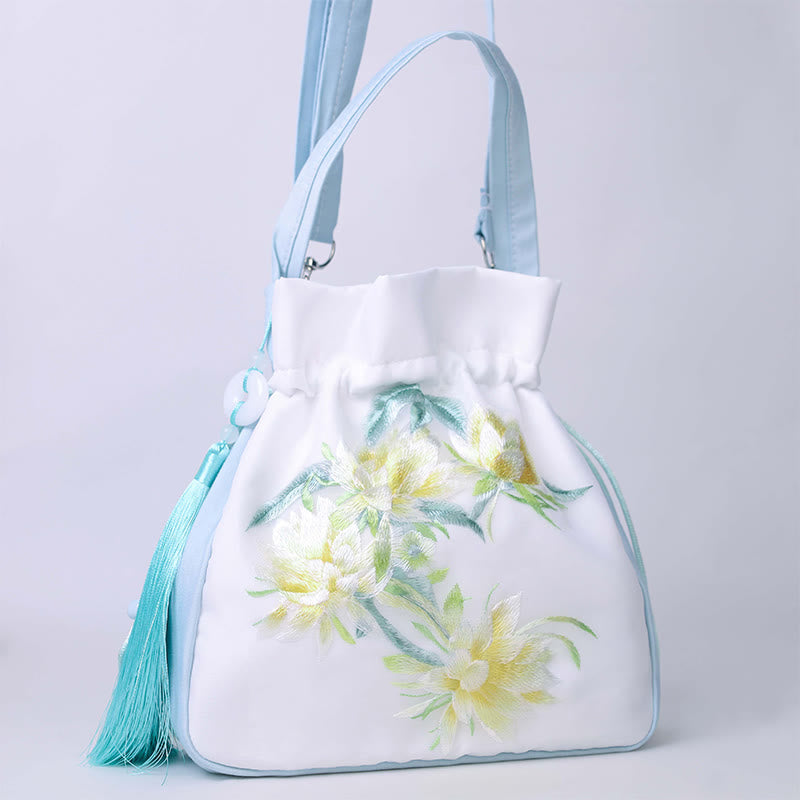 Buddha Stones Suzhou Ricamo Coniglio Loto Epiphyllum Peonia Magnolia Tote Borsa a tracolla Borsa a tracolla Borsa a mano