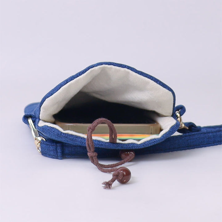 Borsa a tracolla con piccoli fiori ricamati Buddha Stones Borsa a tracolla Borsa per cellulare 11*20cm