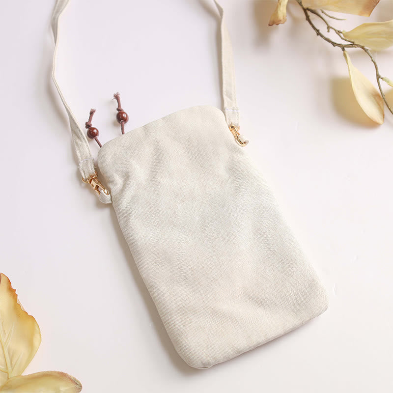 Borsa a tracolla con piccoli fiori ricamati Buddha Stones Borsa a tracolla Borsa per cellulare 11*20cm