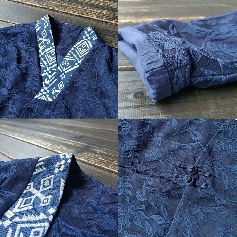 Giacca a maniche lunghe con scollo a V e motivo floreale in jacquard Buddha Stones