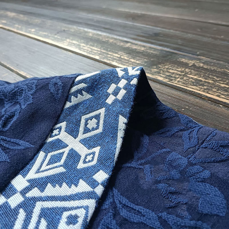 Giacca a maniche lunghe con scollo a V e motivo floreale in jacquard Buddha Stones