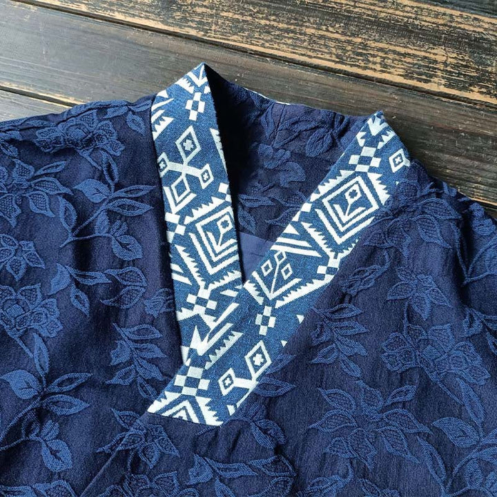 Giacca a maniche lunghe con scollo a V e motivo floreale in jacquard Buddha Stones