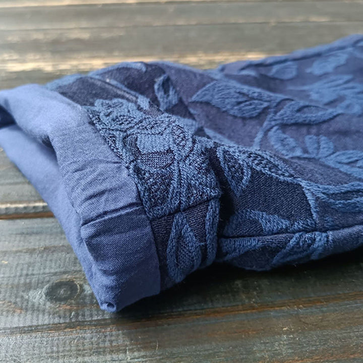 Giacca a maniche lunghe con scollo a V e motivo floreale in jacquard Buddha Stones