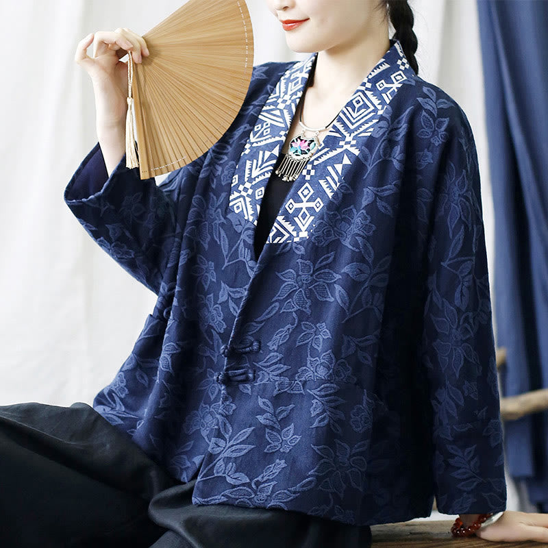 Giacca a maniche lunghe con scollo a V e motivo floreale in jacquard Buddha Stones - image 35