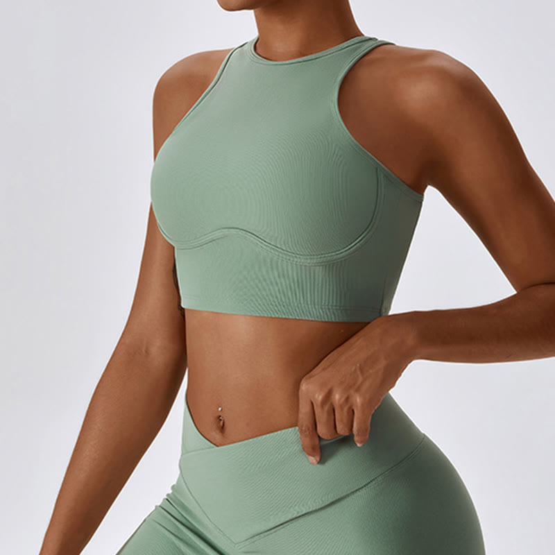 Canotta senza maniche Buddha Stones Crop Pantaloni svasati Sport Fitness Yoga