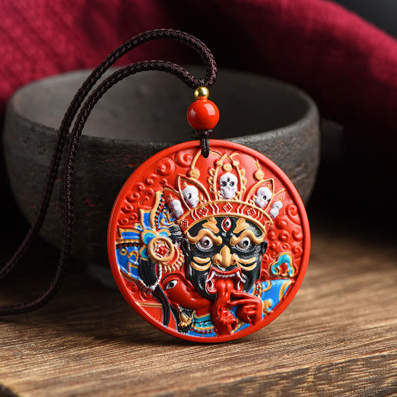Collana con ciondolo di benedizione in cinabro dipinto con Buddha Stones, dea della ricchezza, Zakiram