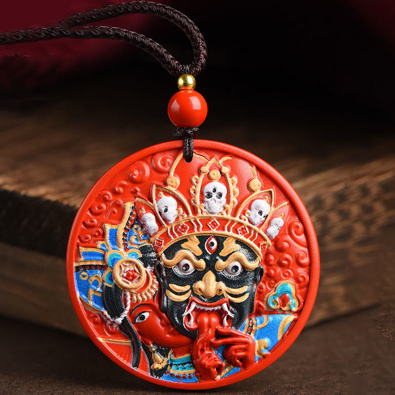 Collana con ciondolo di benedizione in cinabro dipinto con Buddha Stones, dea della ricchezza, Zakiram
